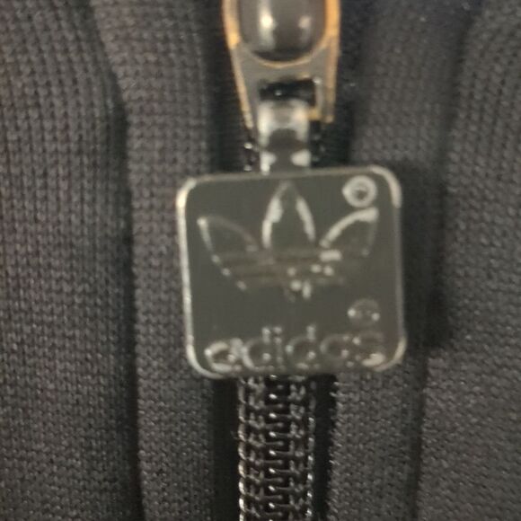 Adidas Black 3 Stripe Track Jacket Small Full Zip Front 2 Pockets Light Unisex - Picture 7 of 11